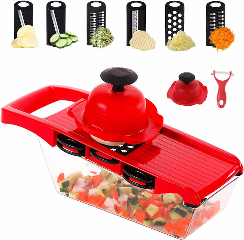 10 in 1 Mandoline Slicer Vegetable Cutter with Stainless Steel Blade Manual Potato Peeler Carrot Cheese Grater Dicer Kitchen Tool
